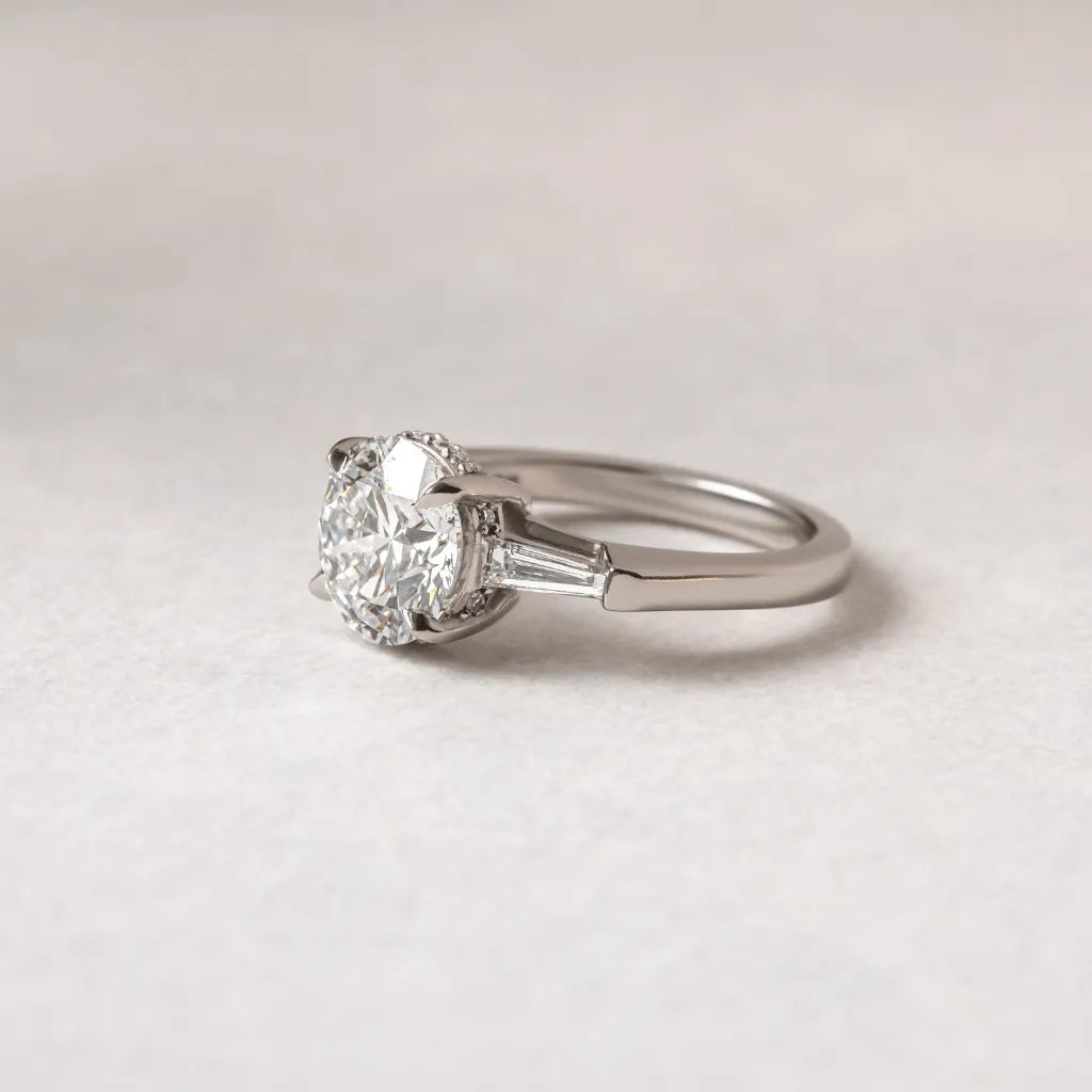 2 Carat Lab Grown Round Diamond Trilogy Engagement Ring – Kozi