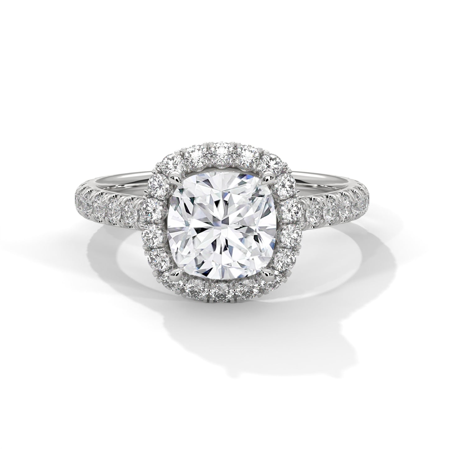 2 CT Square Cushion E-VVS2 Lab-Grown Diamond Engagement Ring, 14K Gold Setting
