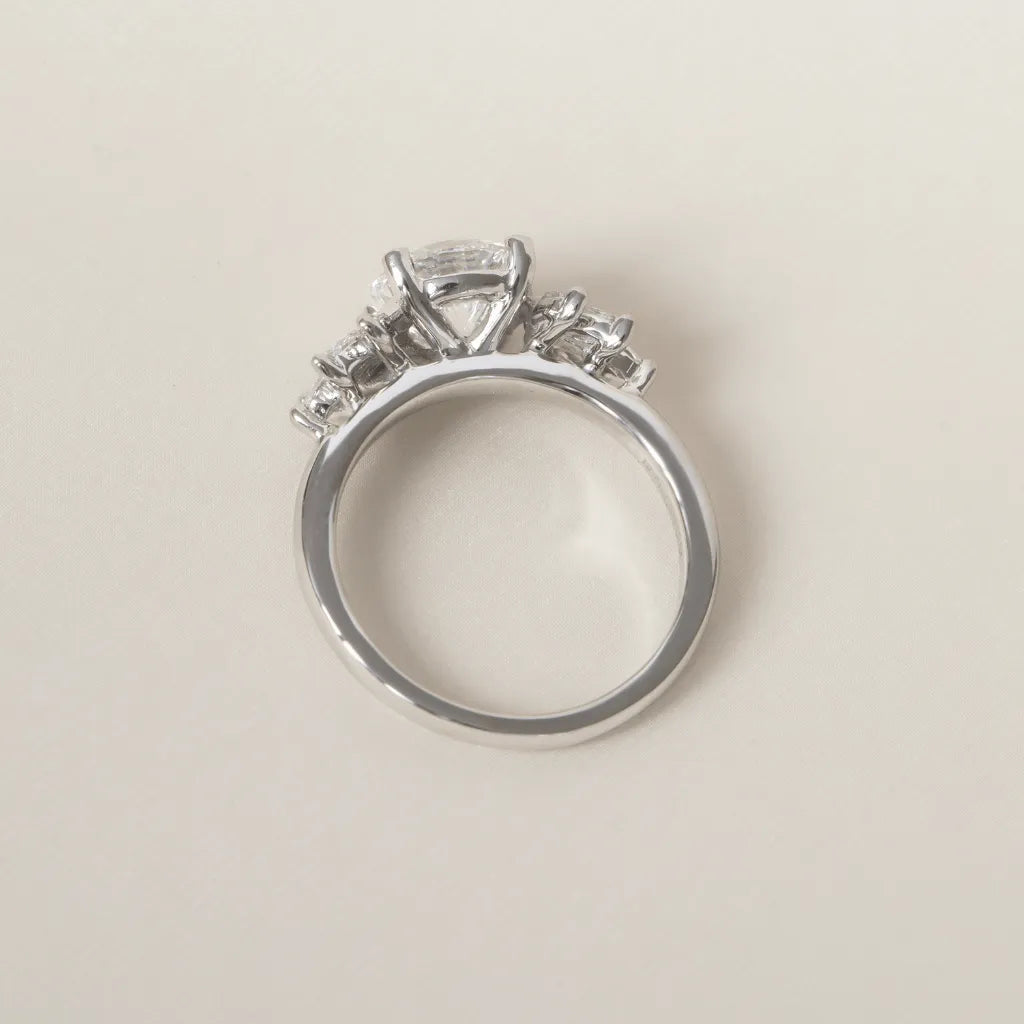 1.50 Carat Lab Grown Round Diamond Cluster Engagement Ring in Platinum - Nasika