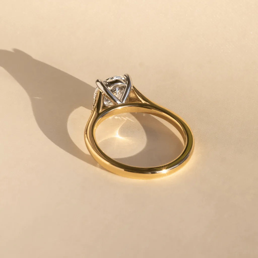 1.50 Carat Round Cut Lab Grown Diamond Vintage Engagement Ring in Two-Tone Gold – Eleanor
