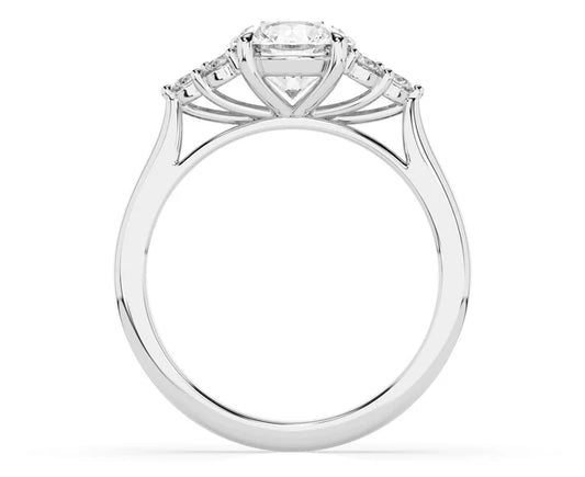 Sparkling 2CT Round Lab Grown Diamond With Side Round Diamond Ring