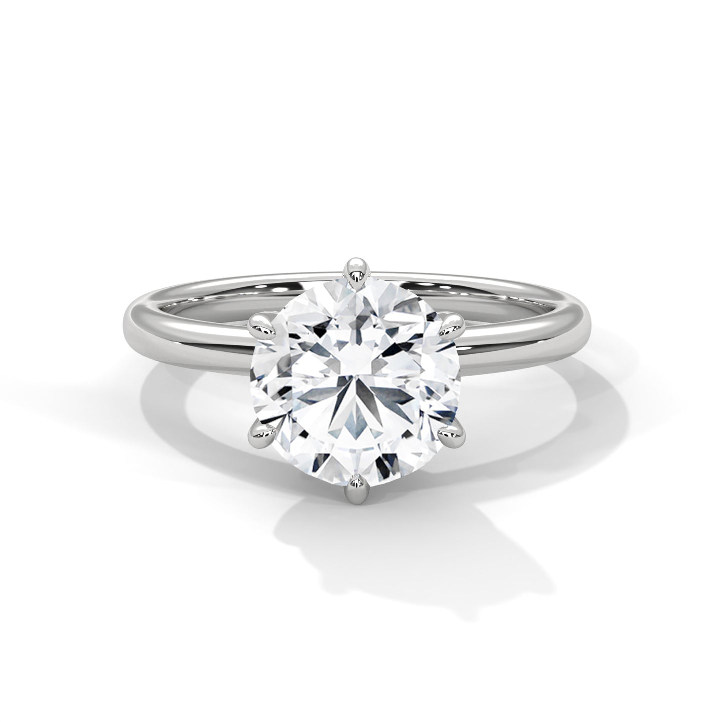 1 CT Round E VVS2 Lab-Grown Diamond Engagement Ring, Solitaire Ring, Six Claw Prong