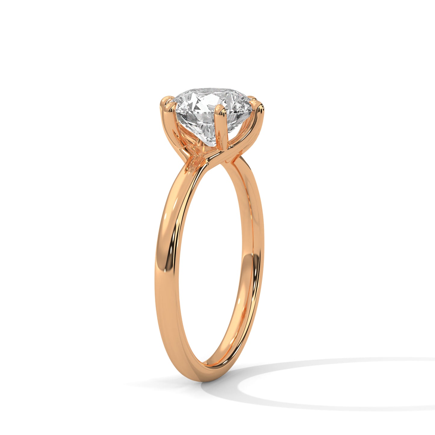 1 CT Round E VVS2 Lab-Grown Diamond Engagement Ring, Solitaire Ring, Six Claw Prong