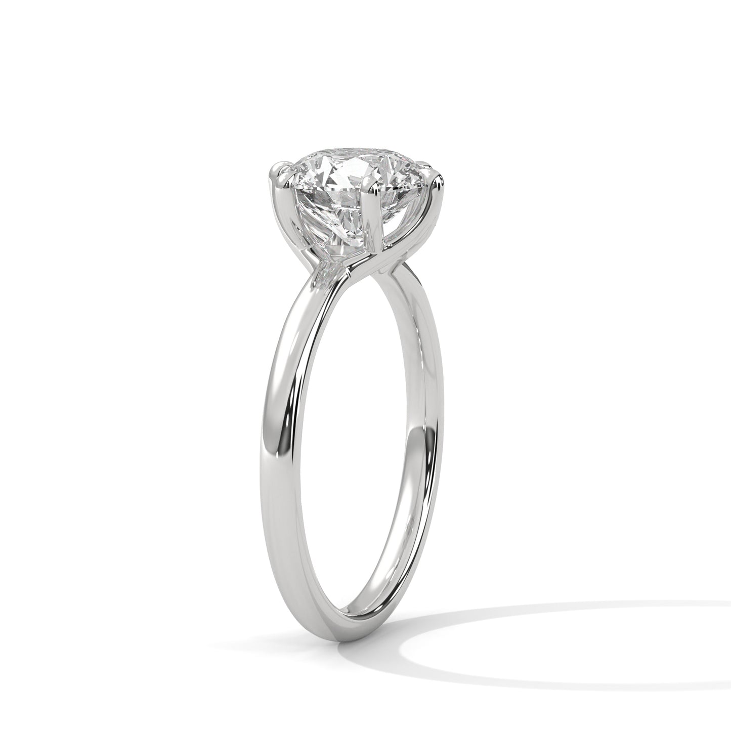 1 CT Round E VVS2 Lab-Grown Diamond Engagement Ring, Solitaire Ring, Six Claw Prong