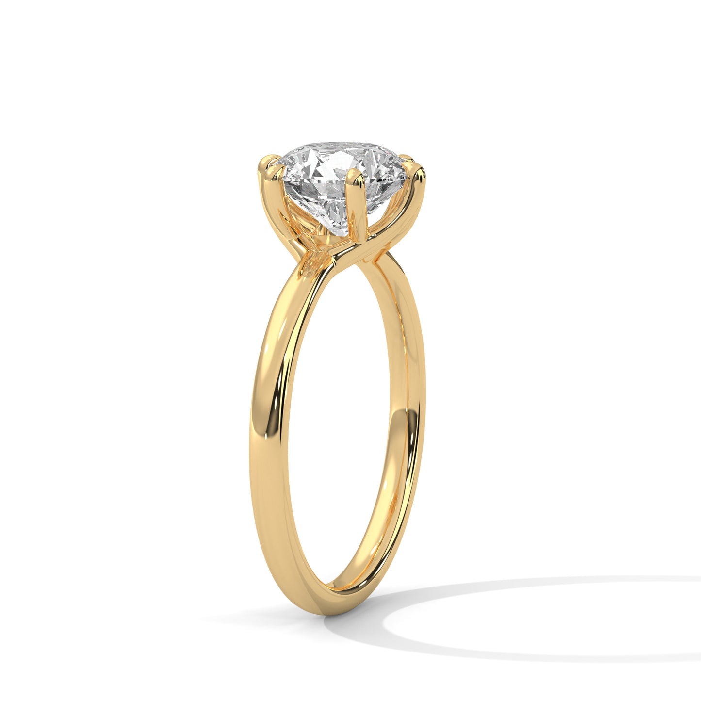 1 CT Round E VVS2 Lab-Grown Diamond Engagement Ring, Solitaire Ring, Six Claw Prong