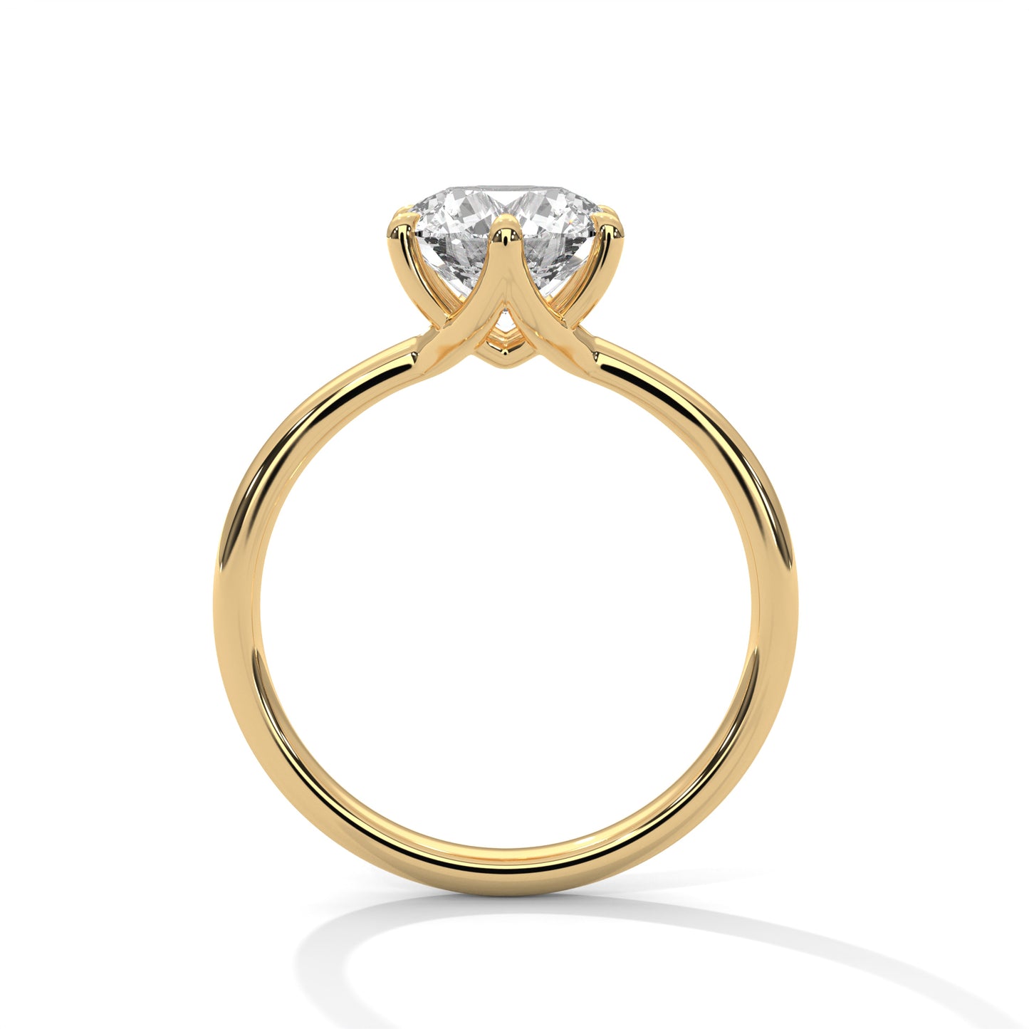 1 CT Round E VVS2 Lab-Grown Diamond Engagement Ring, Solitaire Ring, Six Claw Prong