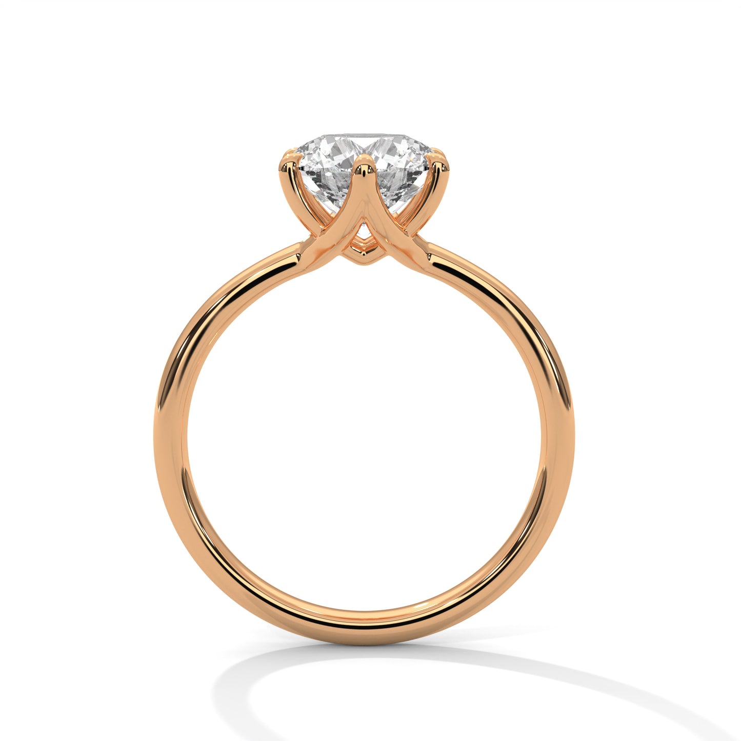 1 CT Round E VVS2 Lab-Grown Diamond Engagement Ring, Solitaire Ring, Six Claw Prong
