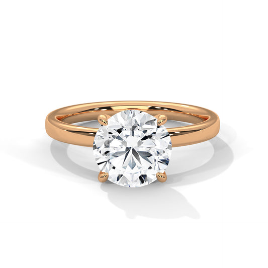 1 CT Round E VVS2 Lab-Grown Diamond Engagement Ring, 4 Claw Prong