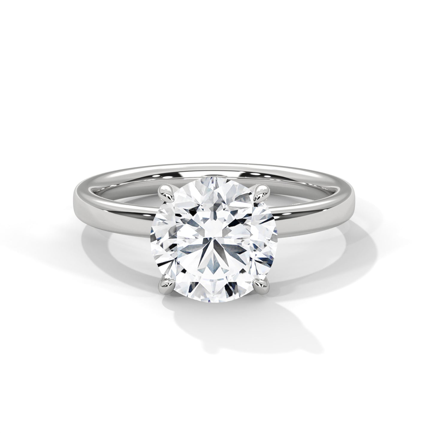 1 CT Round E VVS2 Lab-Grown Diamond Engagement Ring, 4 Claw Prong