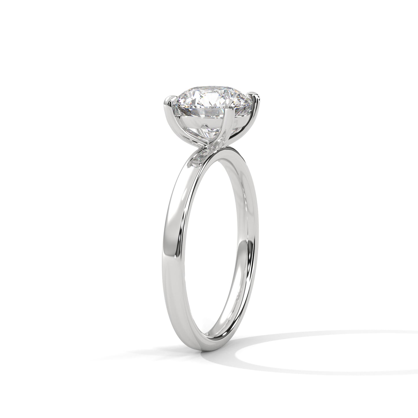1 CT Round E VVS2 Lab-Grown Diamond Engagement Ring, 4 Claw Prong