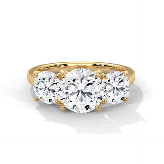 3 TCW Round E VVS2 Lab-Grown Diamond Engagement Ring, Triology Round Ring