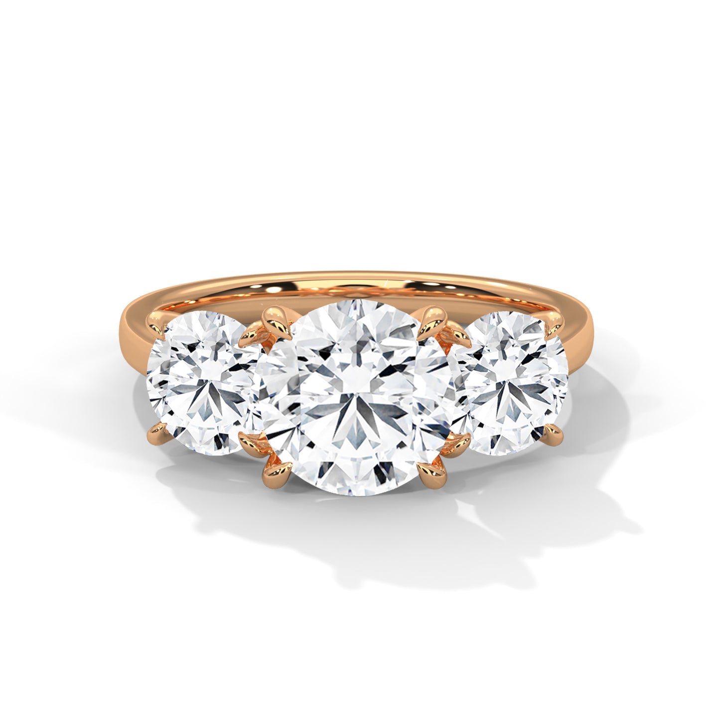 3 TCW Round E VVS2 Lab-Grown Diamond Engagement Ring, Triology Round Ring