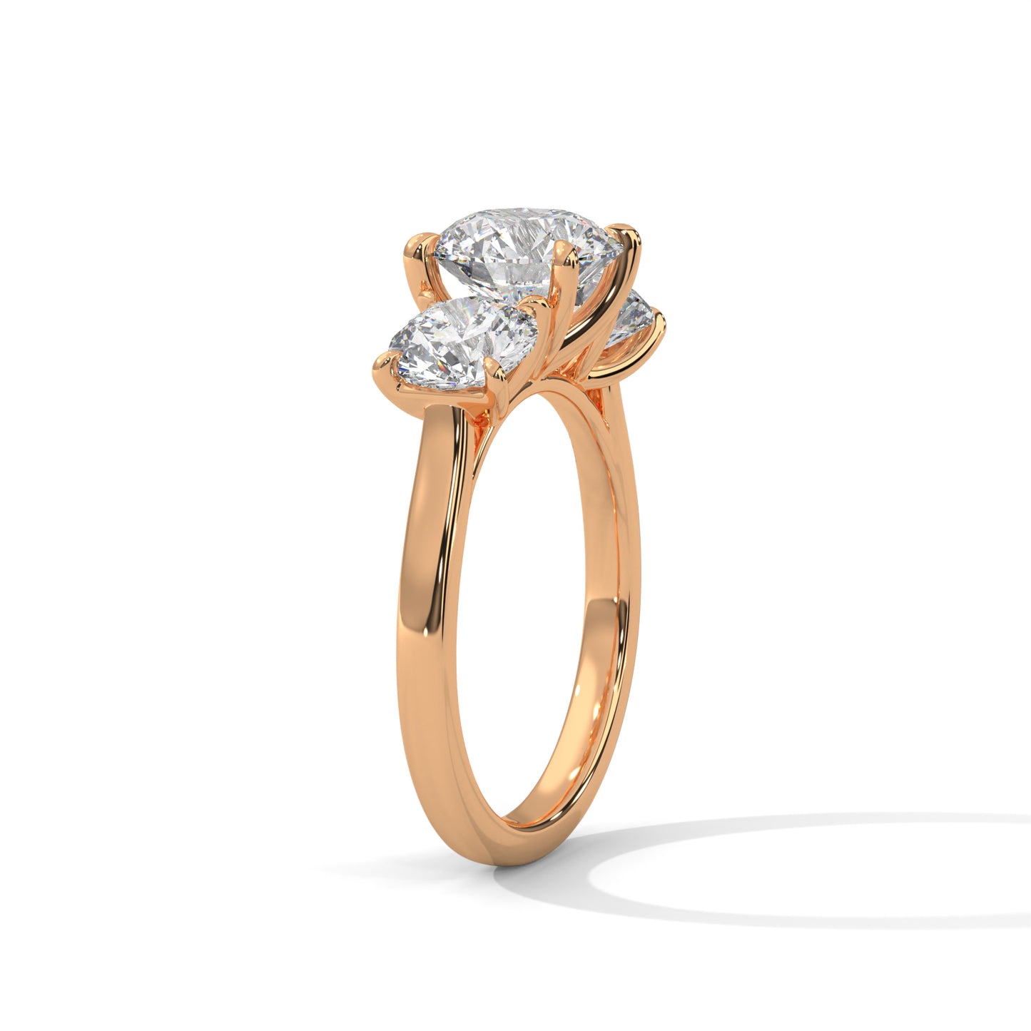 3 TCW Round E VVS2 Lab-Grown Diamond Engagement Ring, Triology Round Ring