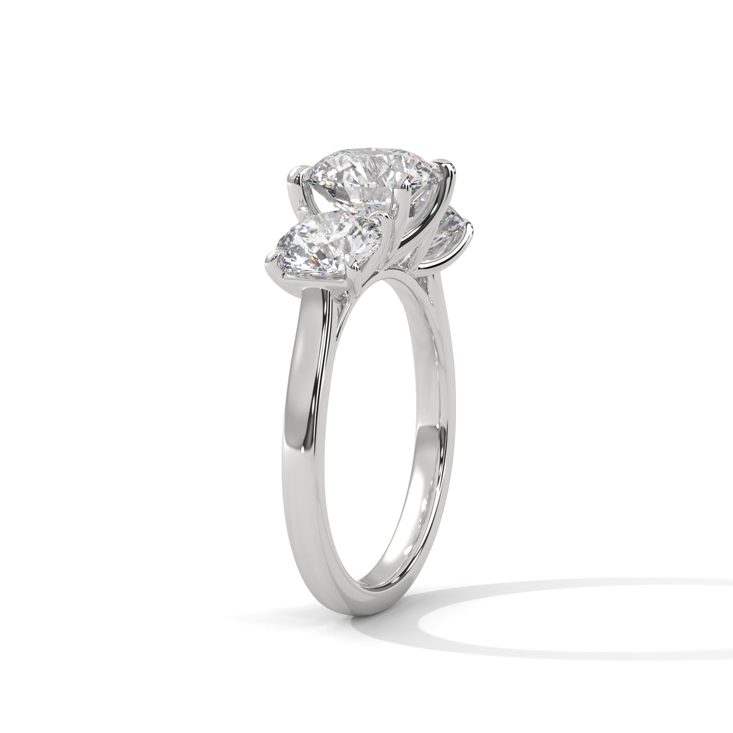 3 TCW Round E VVS2 Lab-Grown Diamond Engagement Ring, Triology Round Ring