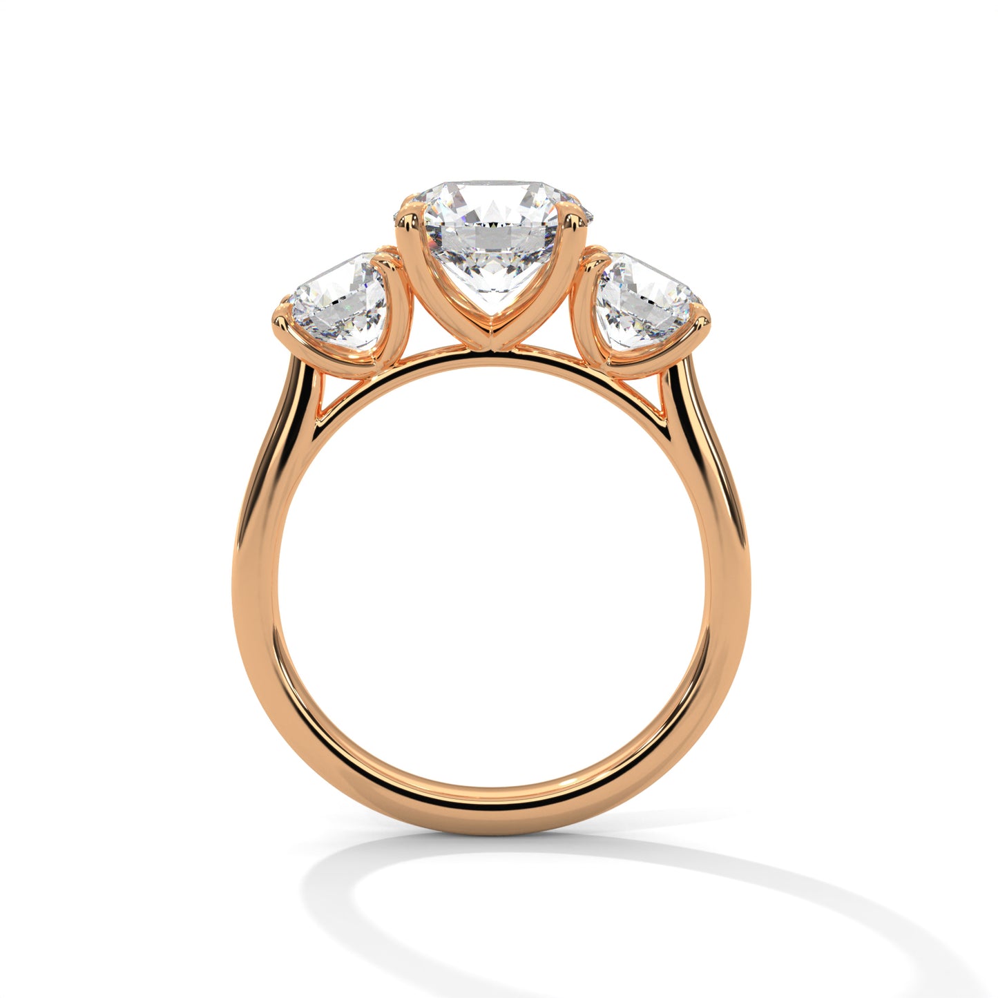 3 TCW Round E VVS2 Lab-Grown Diamond Engagement Ring, Triology Round Ring