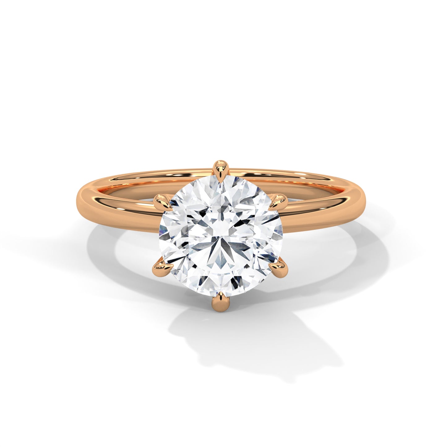 2 CT Round E VVS2 Lab-Grown Diamond Engagement Ring, Solitaire Ring For Her