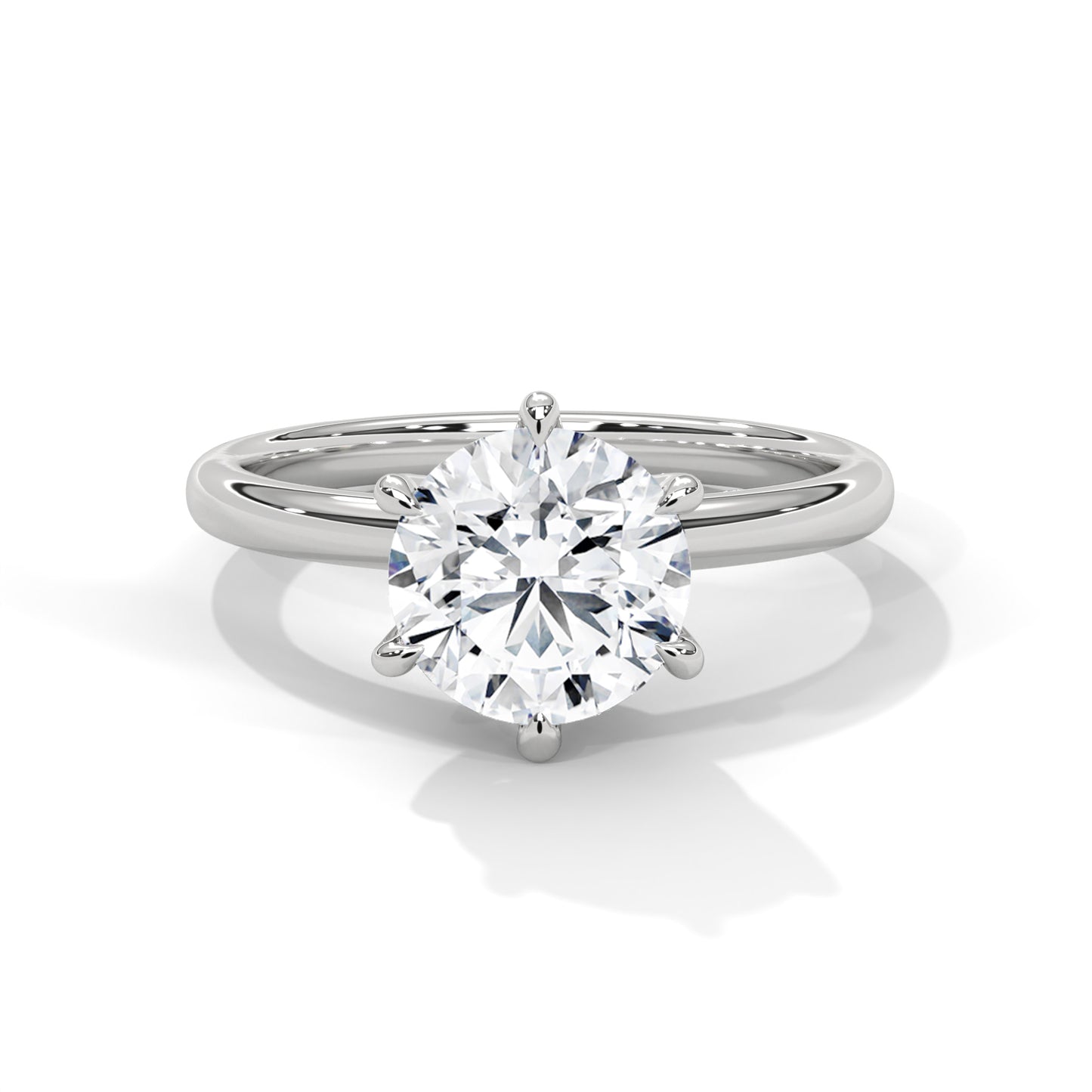 2 CT Round E VVS2 Lab-Grown Diamond Engagement Ring, Solitaire Ring For Her