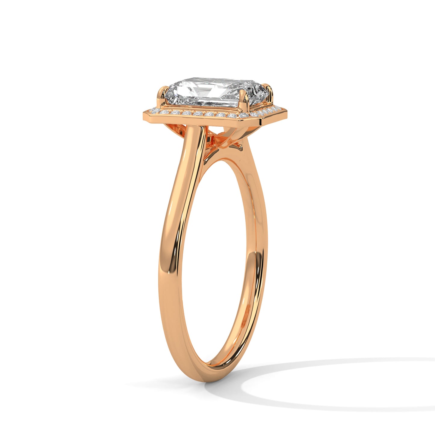 3 CT Emerald-Cut E - VVS2 Lab-Grown Diamond Engagement Ring, Elegant Classic Setting