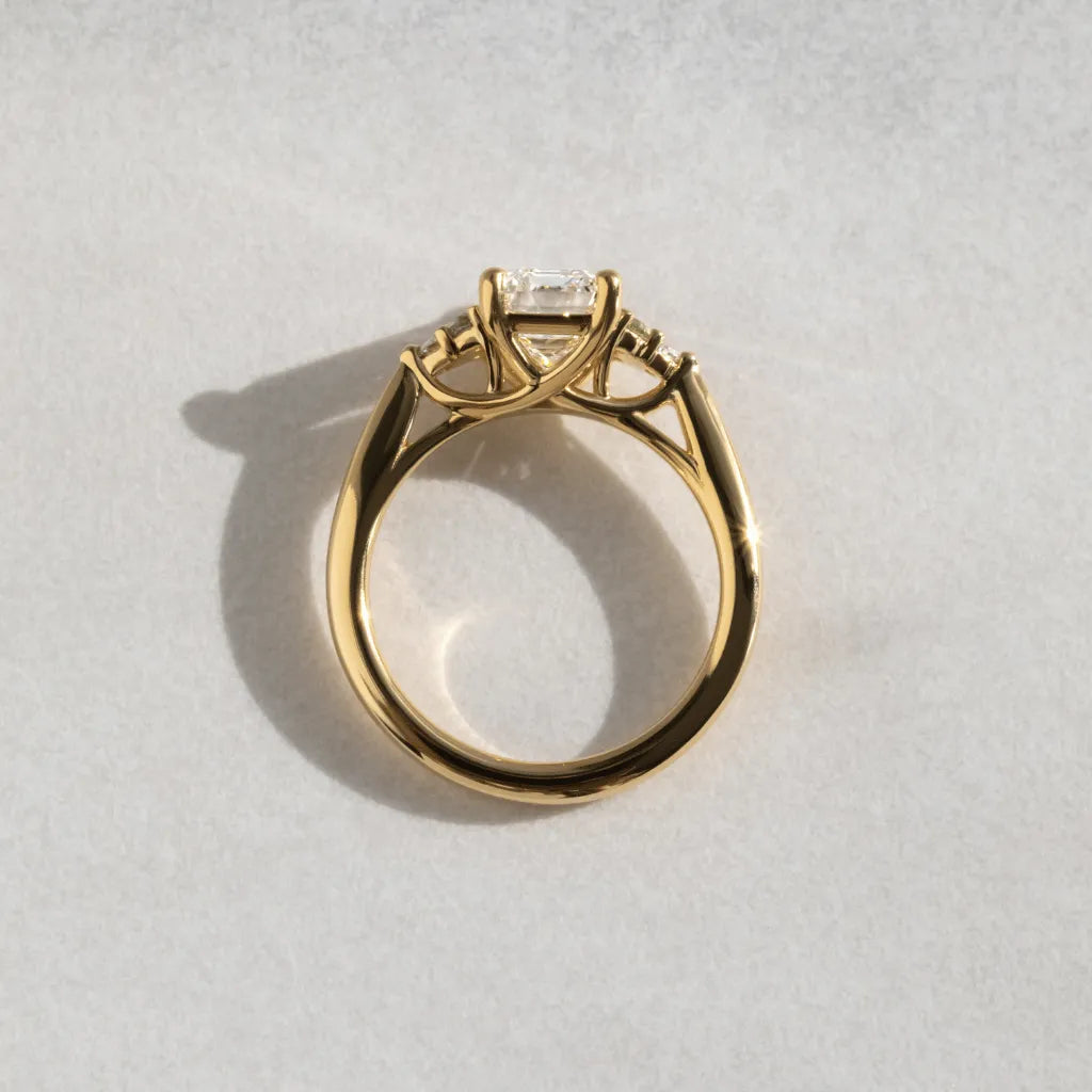 1.50 Carat Emerald Cut Lab Grown Diamond Cluster Engagement Ring in Yellow Gold – Vivienne