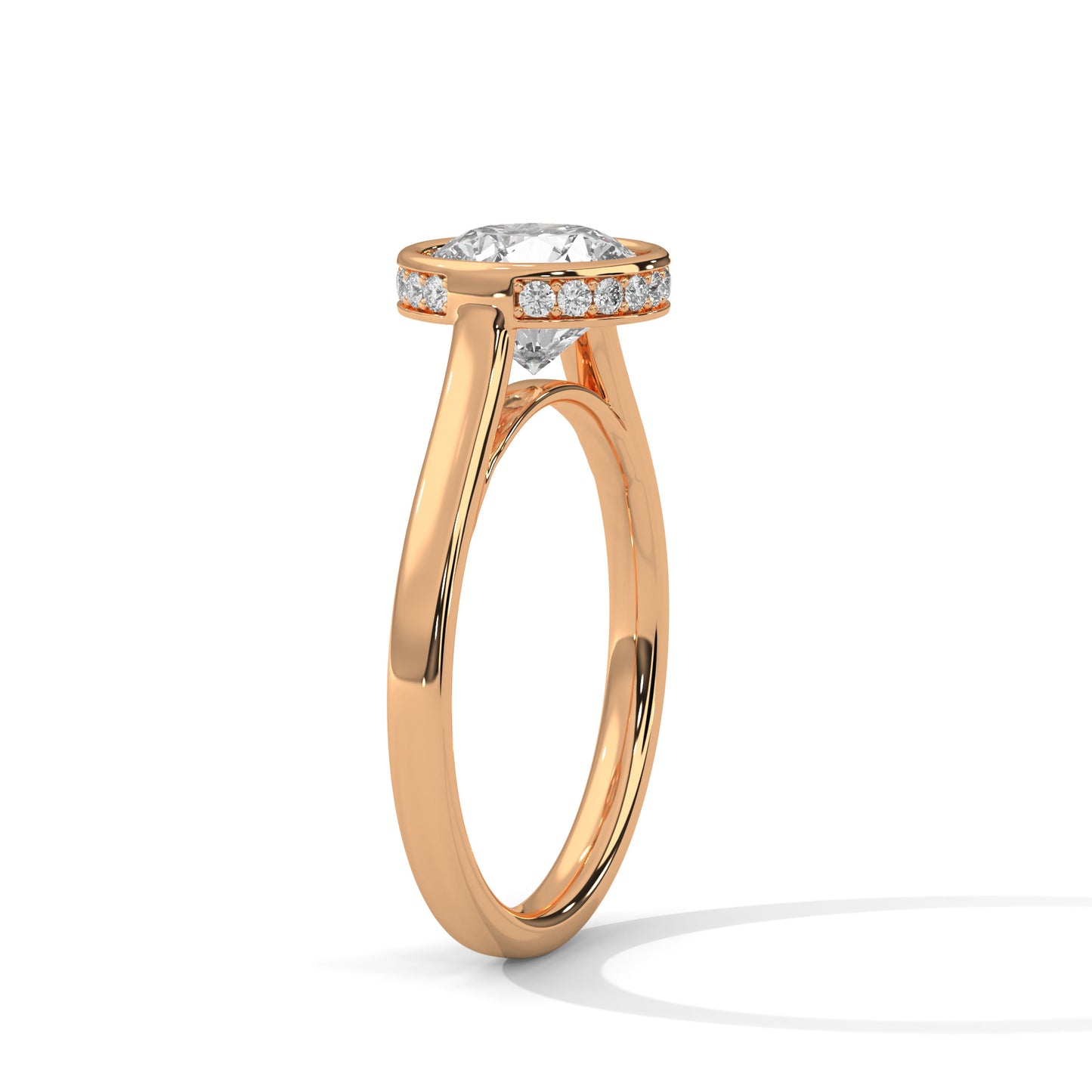 3 Carat Round E VVS2 Lab-Grown Diamond Bezel-Set Solitaire Engagement Ring, 14K Gold