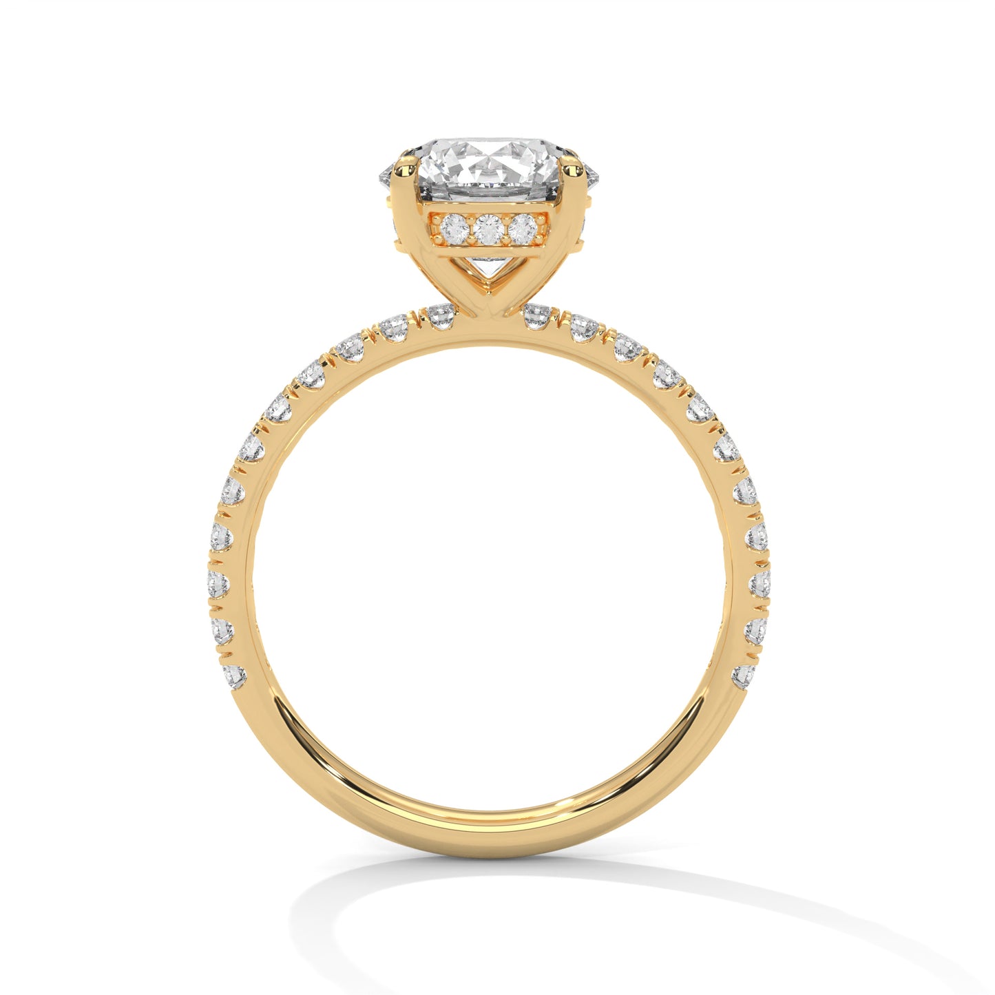 1.5 CT Round E VVS2 Lab-Grown Diamond Engagement Ring, Hidden Halo Ring