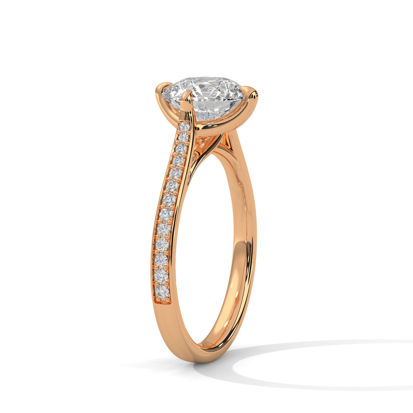 3 Carat Round E VVS2 Lab-Grown Diamond Engagement Ring, 14K Gold