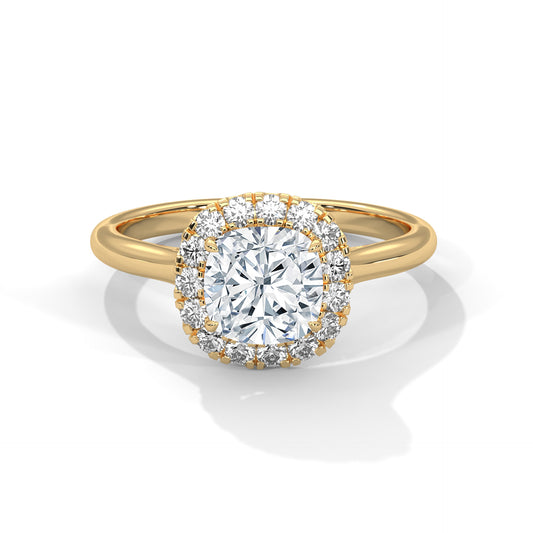 2ct Square Cushion Lab-Grown Diamond Engagement Ring, E - VVS2, 14K Gold Setting