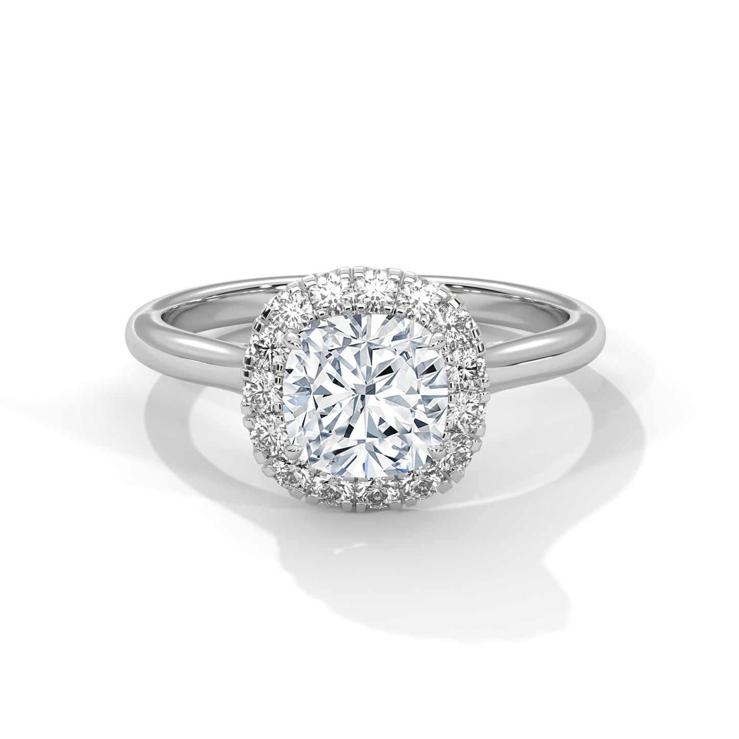 2ct Square Cushion Lab-Grown Diamond Engagement Ring, E - VVS2, 14K Gold Setting