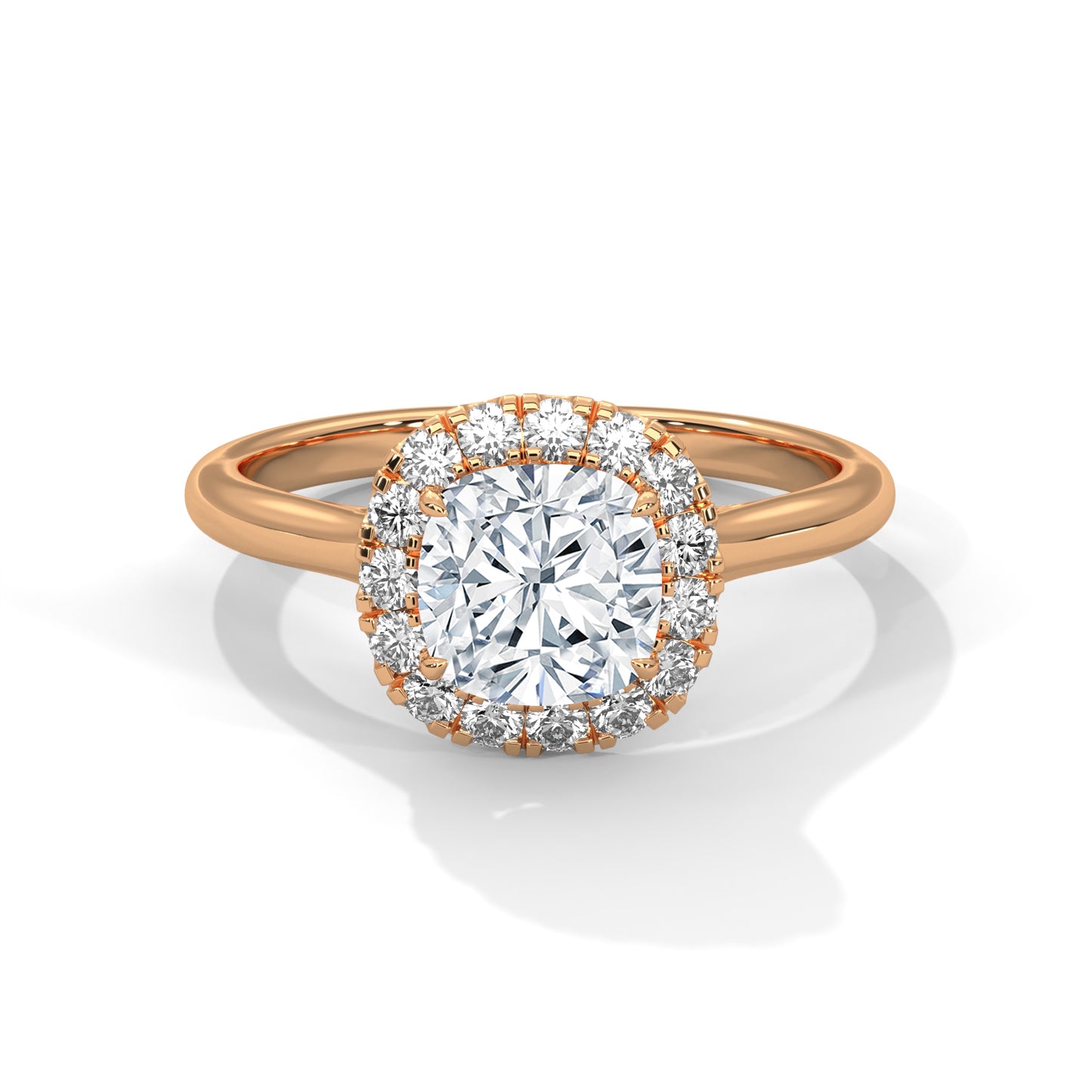 2ct Square Cushion Lab-Grown Diamond Engagement Ring, E - VVS2, 14K Gold Setting
