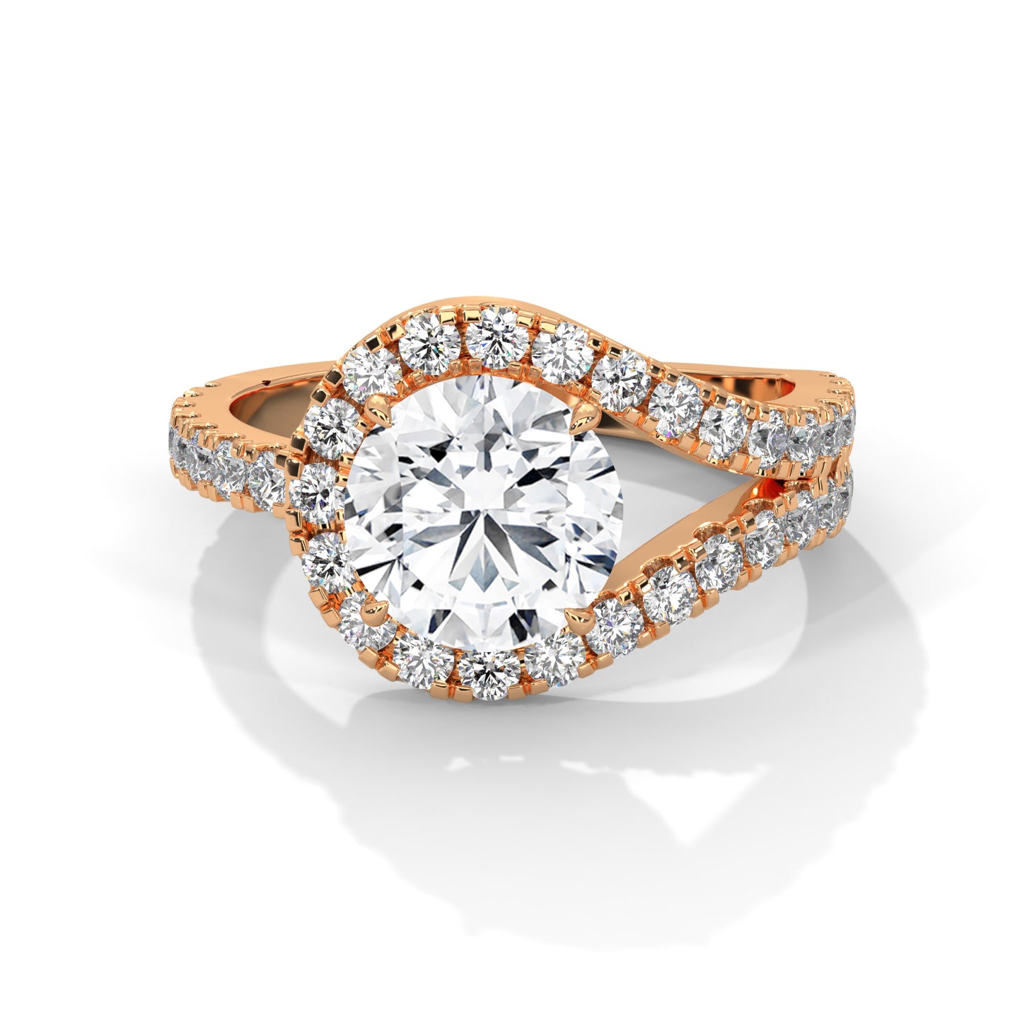 2ct Round Lab-Grown Diamond Engagement Ring, E - VVS2 Diamond, Pave Set