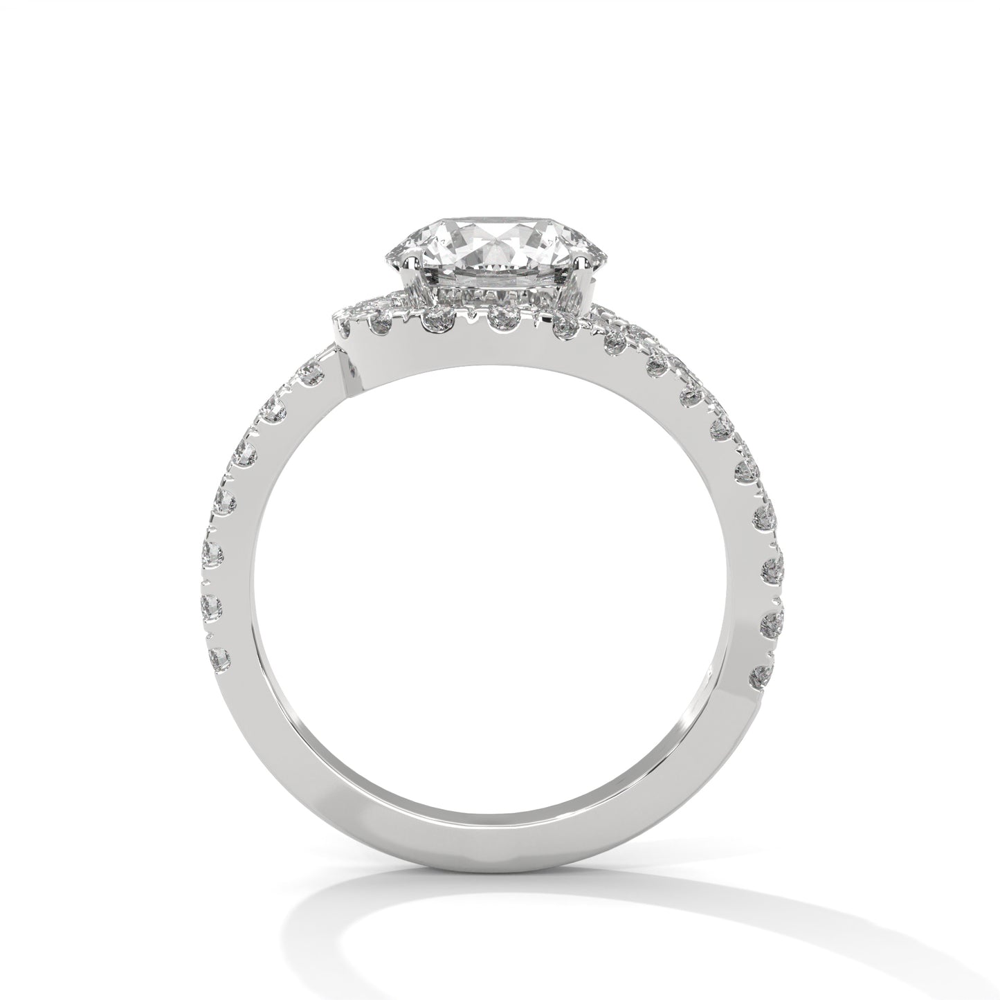 2ct Round Lab-Grown Diamond Engagement Ring, E - VVS2 Diamond, Pave Set