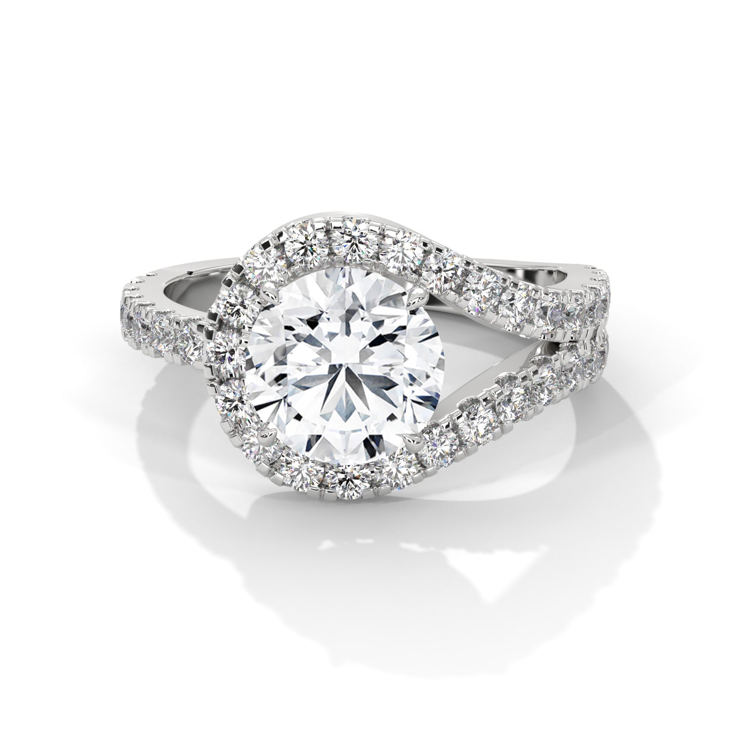 2ct Round Lab-Grown Diamond Engagement Ring, E - VVS2 Diamond, Pave Set