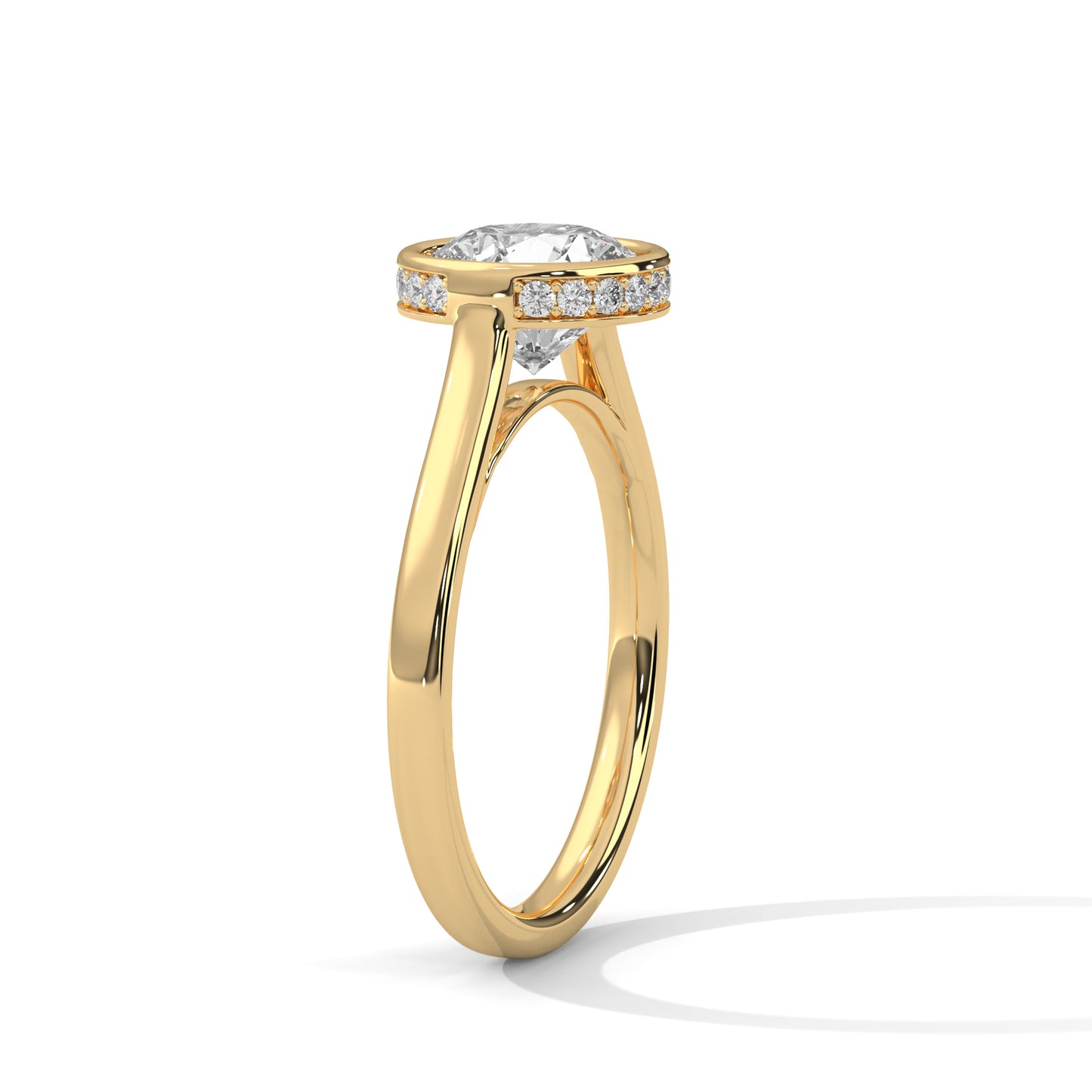 3 Carat Round E VVS2 Lab-Grown Diamond Bezel-Set Solitaire Engagement Ring, 14K Gold