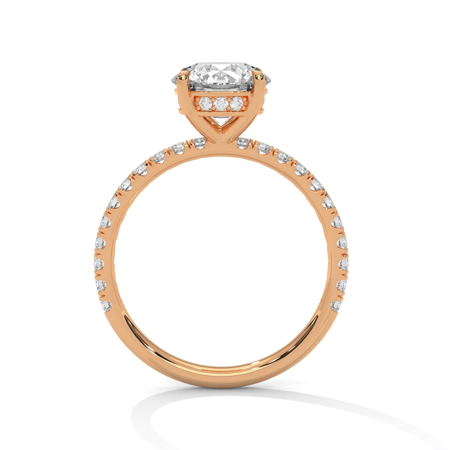 1.5 CT Round E VVS2 Lab-Grown Diamond Engagement Ring, Hidden Halo Ring