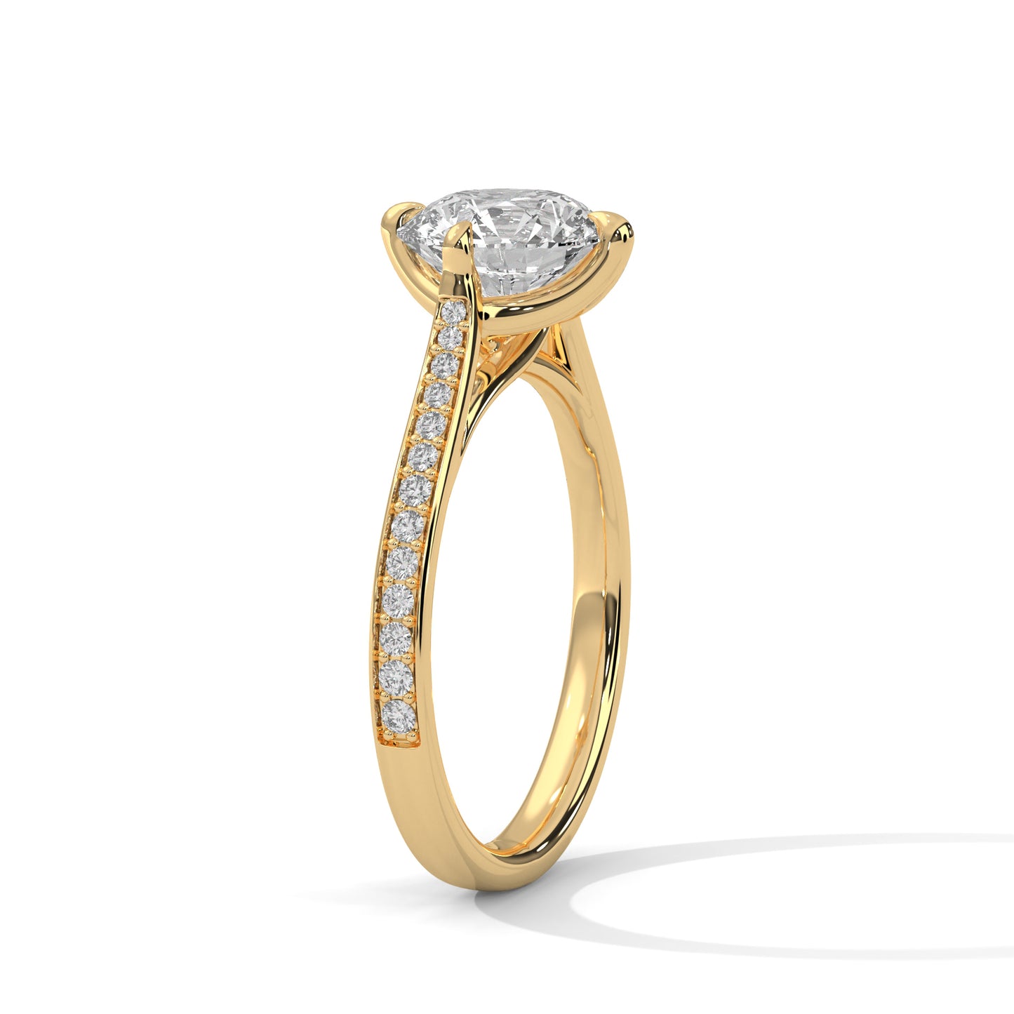 3 Carat Round E VVS2 Lab-Grown Diamond Engagement Ring, 14K Gold