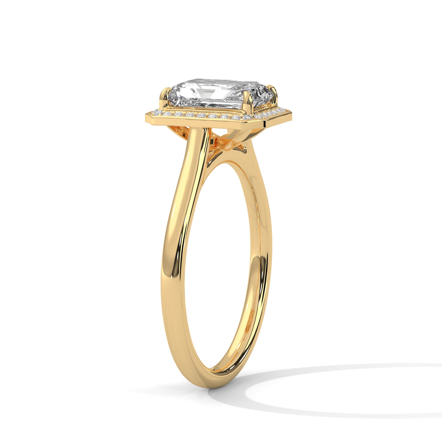 3 CT Emerald-Cut E - VVS2 Lab-Grown Diamond Engagement Ring, Elegant Classic Setting