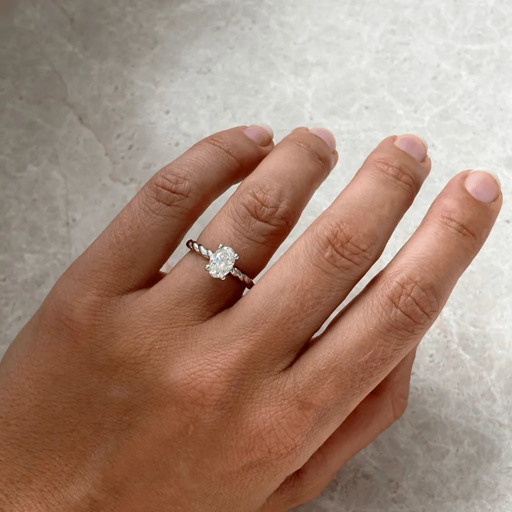 1 Carat Lab Grown Oval Diamond Delicate Halo Ring  – Lunelle