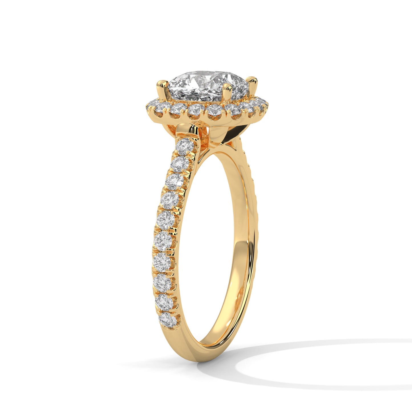 2 CT Square Cushion E-VVS2 Lab-Grown Diamond Engagement Ring, 14K Gold Setting