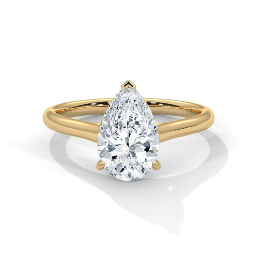 2ct Pear Lab-Grown Diamond Engagement Ring, E - VVS2 Diamond Solitaire Ring