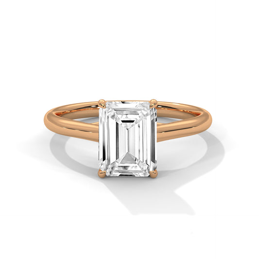 3 CT Emerald Cut Lab-Grown Diamond Engagement Ring, E - VVS2 Diamond Solitaire Ring