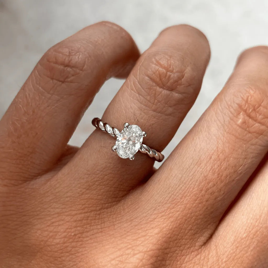 1 Carat Lab Grown Oval Diamond Delicate Halo Ring  – Lunelle