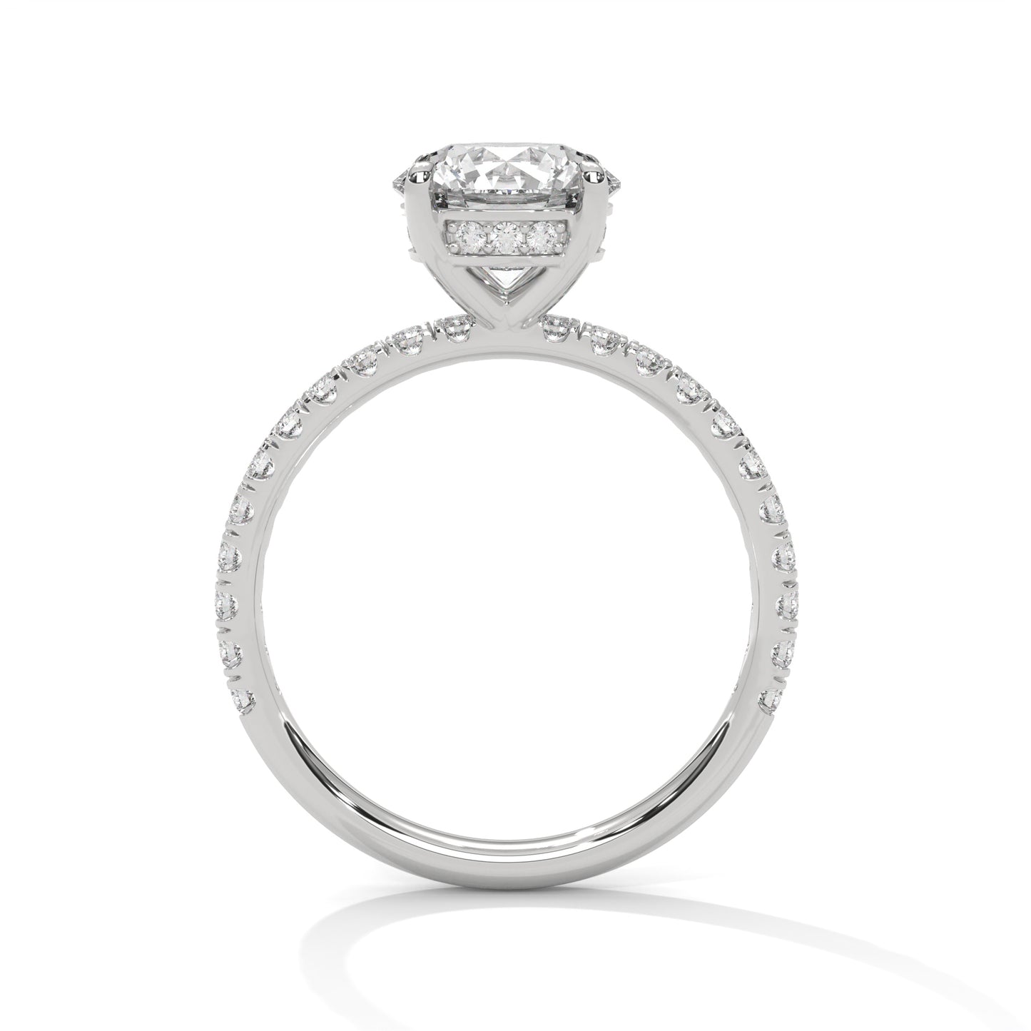 1.5 CT Round E VVS2 Lab-Grown Diamond Engagement Ring, Hidden Halo Ring