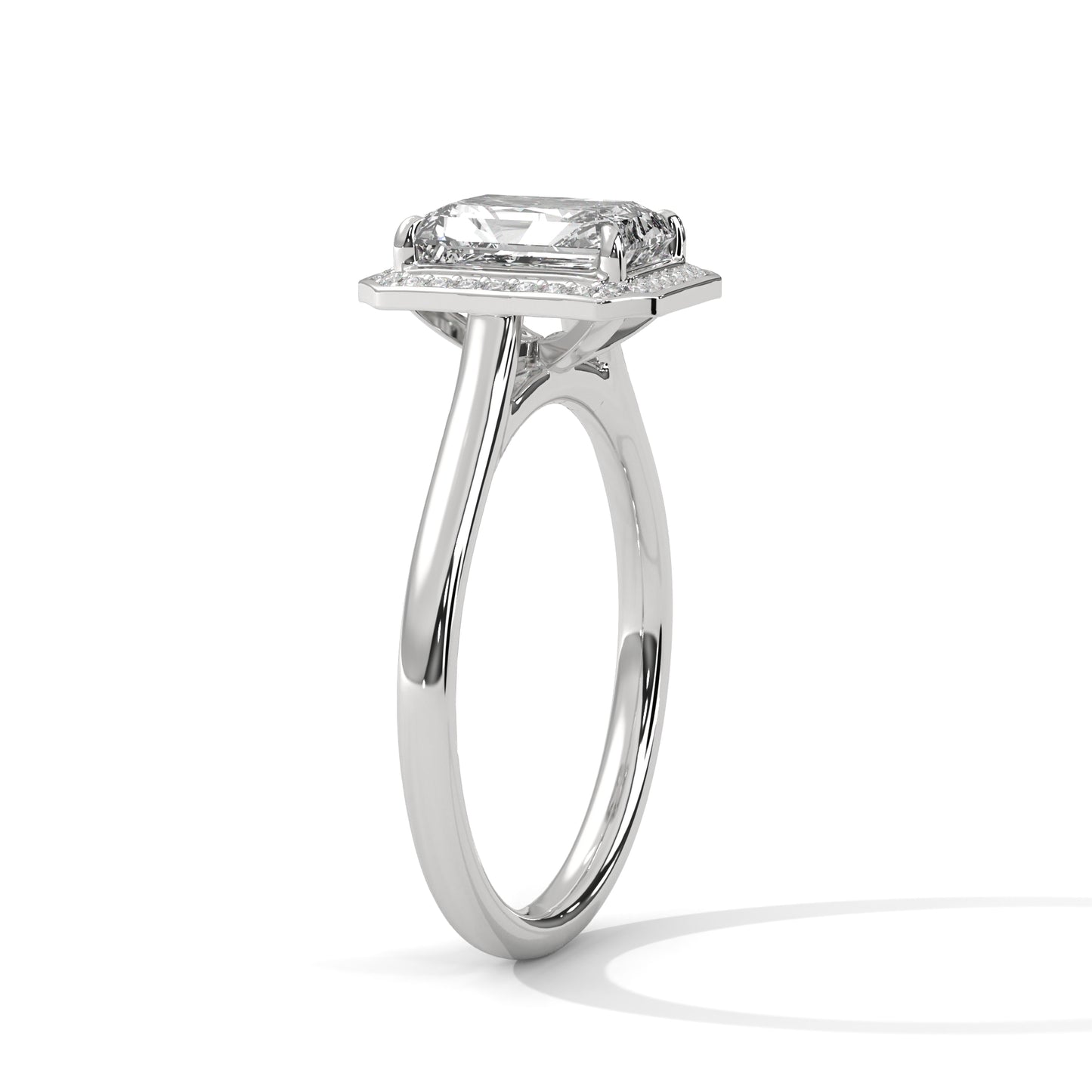 3 CT Emerald-Cut E - VVS2 Lab-Grown Diamond Engagement Ring, Elegant Classic Setting