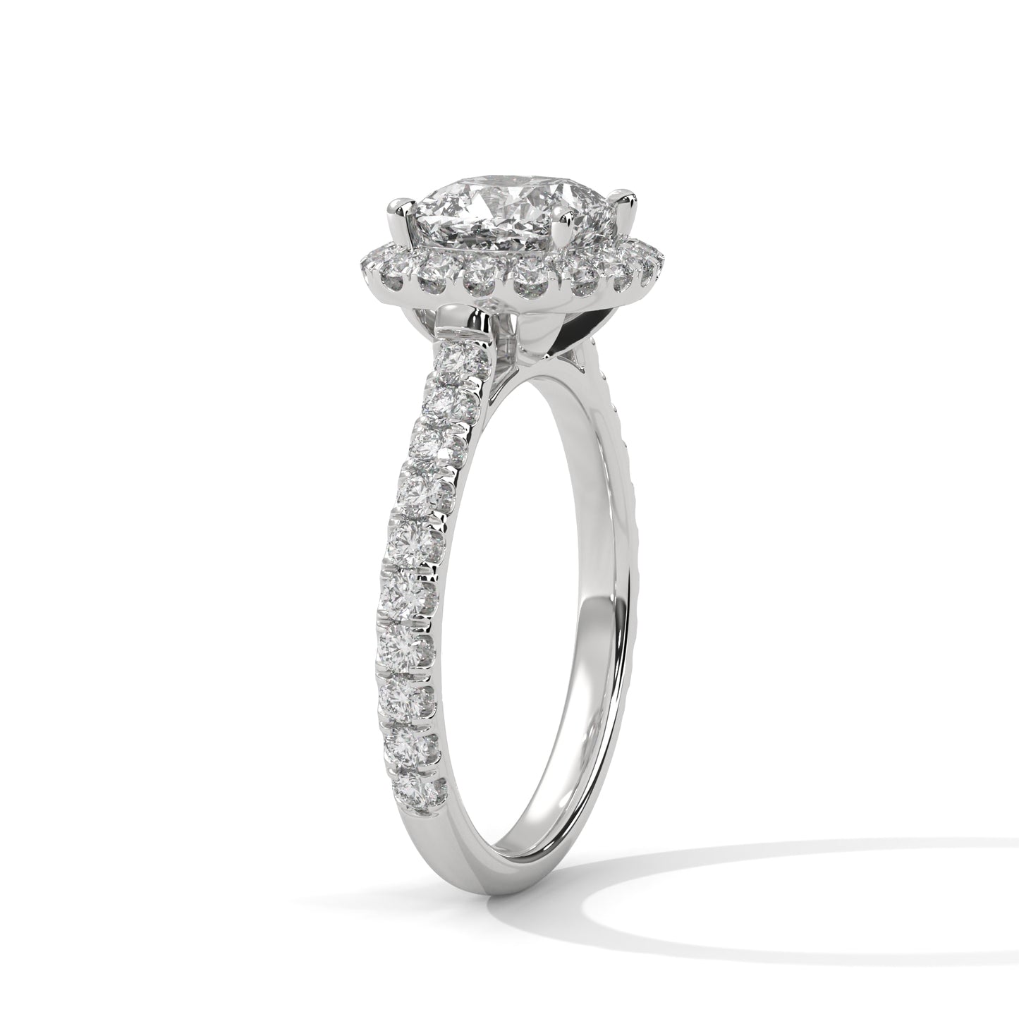 2 CT Square Cushion E-VVS2 Lab-Grown Diamond Engagement Ring, 14K Gold Setting