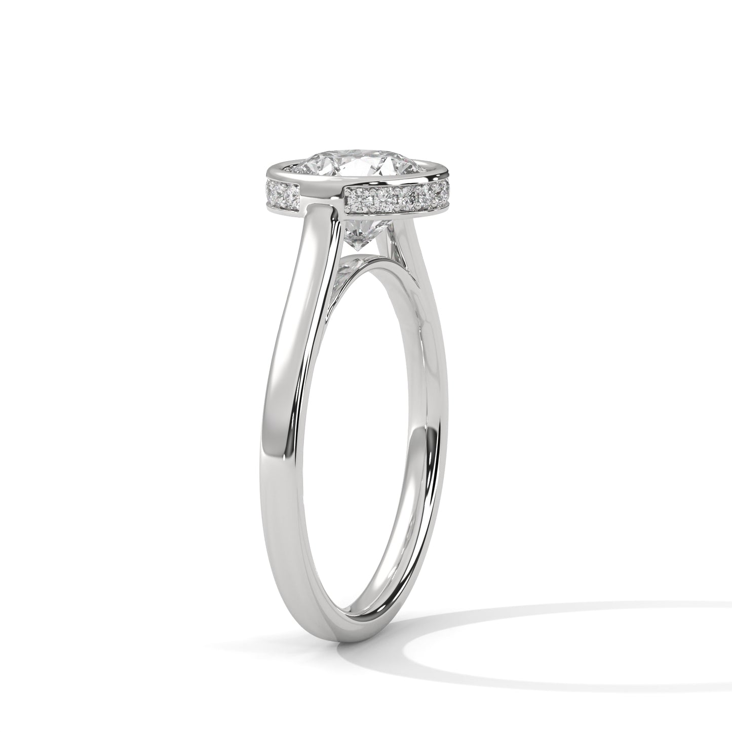 3 Carat Round E VVS2 Lab-Grown Diamond Bezel-Set Solitaire Engagement Ring, 14K Gold