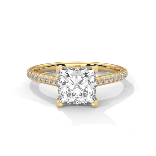 2 CT Princess Cut E-VVS2 Lab Grown Diamond Engagement Ring, Gift For her