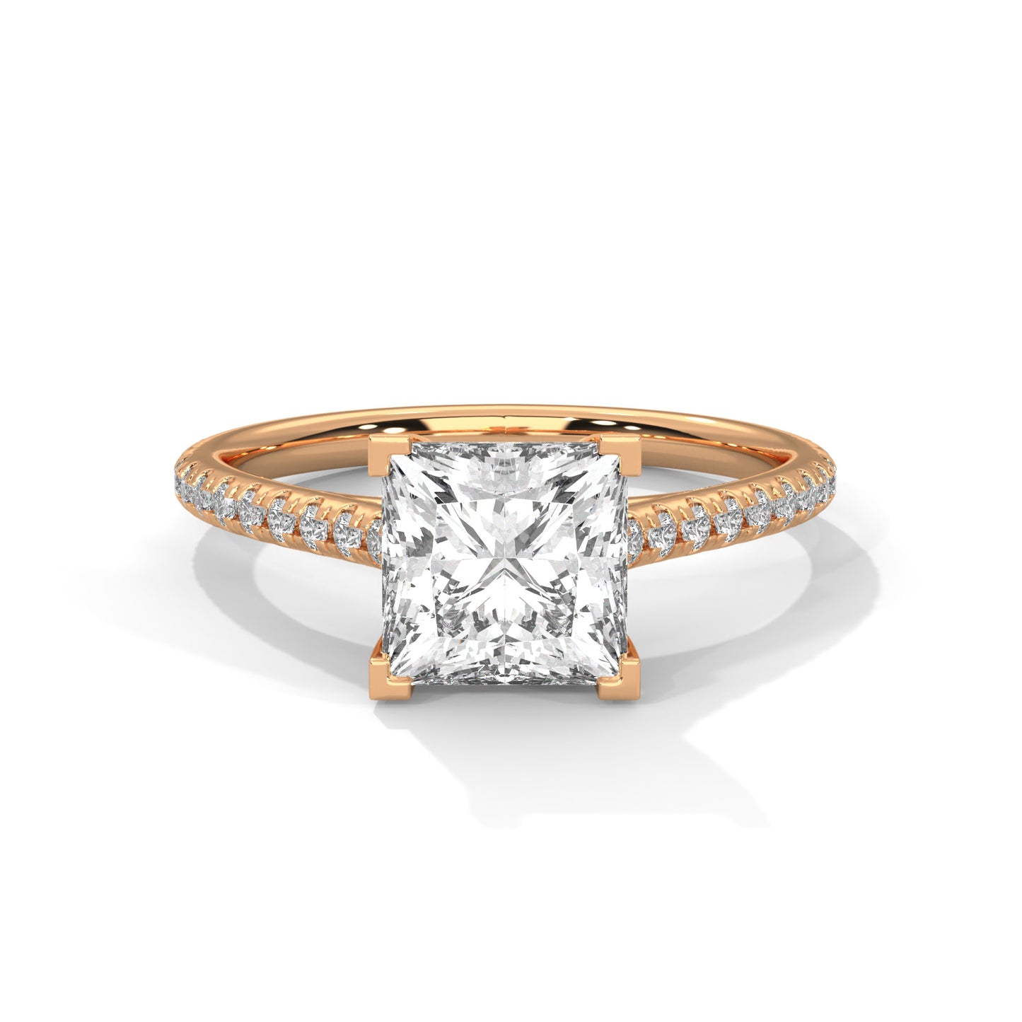 2 CT Princess Cut E-VVS2 Lab Grown Diamond Engagement Ring, Gift For her