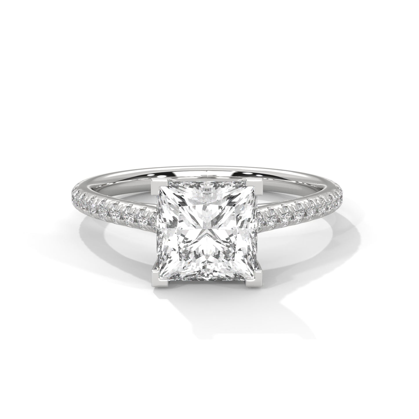 2 CT Princess Cut E-VVS2 Lab Grown Diamond Engagement Ring, Gift For her