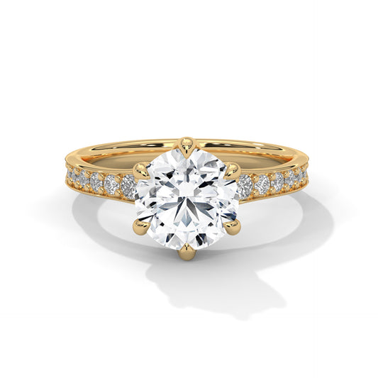 2 CT Round Cut E-VVS2 Lab Grown Diamond Engagement Ring, Statement Ring