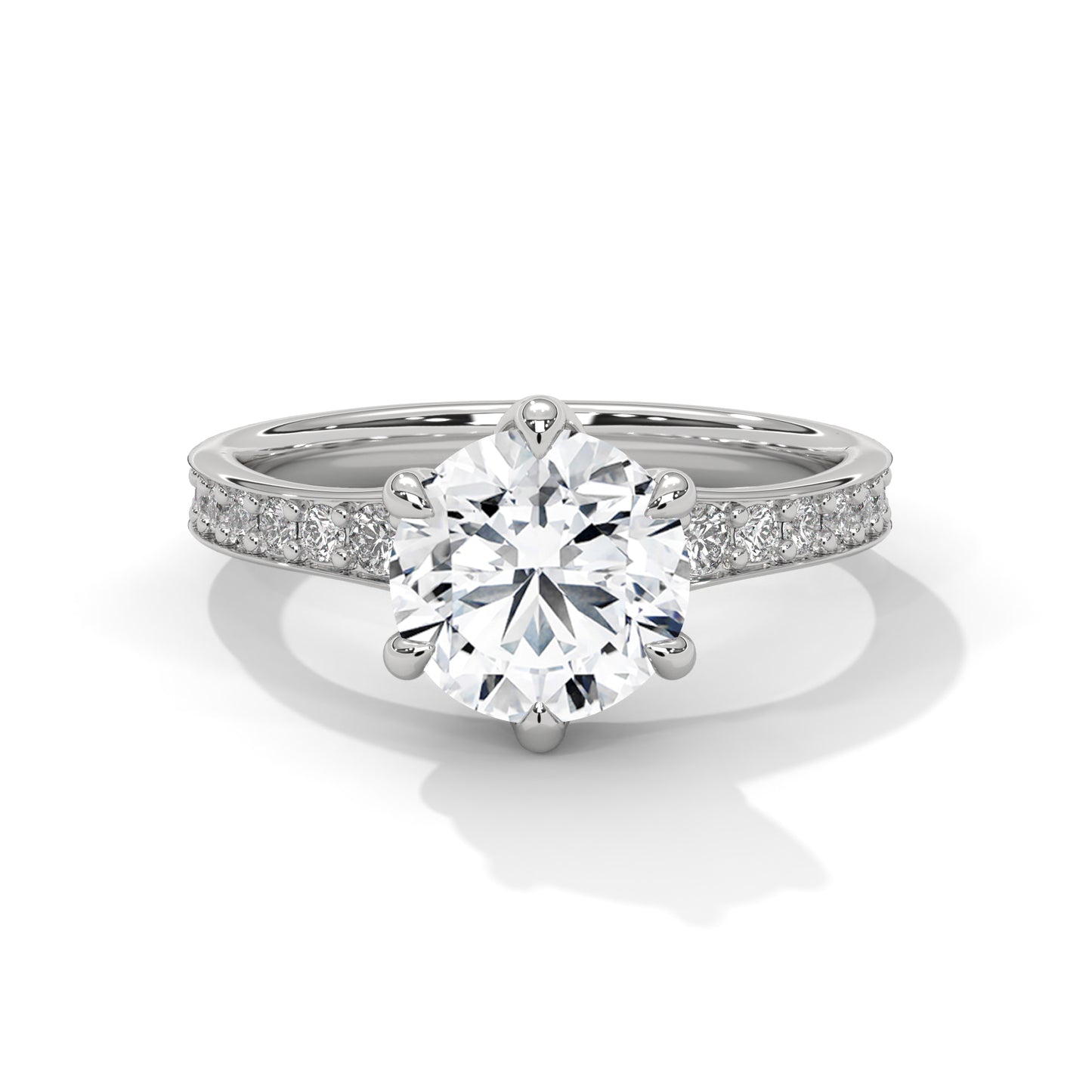 2 CT Round Cut E-VVS2 Lab Grown Diamond Engagement Ring, Statement Ring